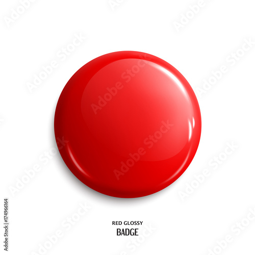 Vector blank red glossy badge or web button. Vector. photo