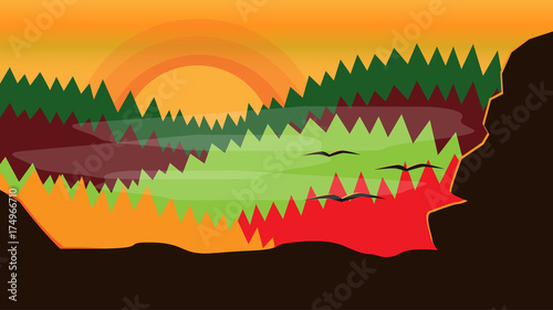 autumn colorful forest vector background