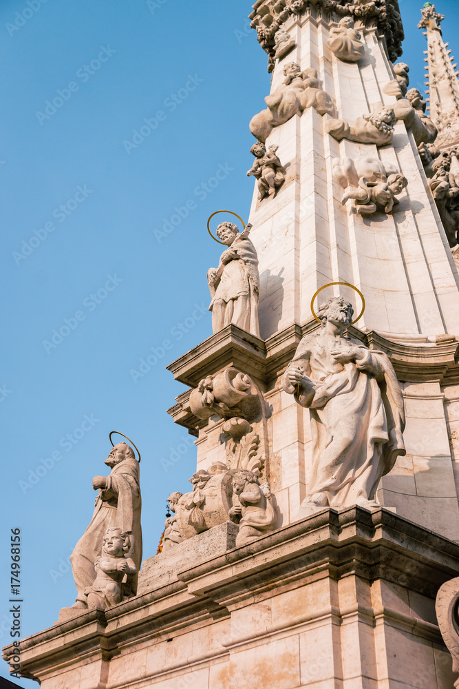 Obraz premium Matthias Church tower and decoration - in Budapest Hungary on Buda's Castle District