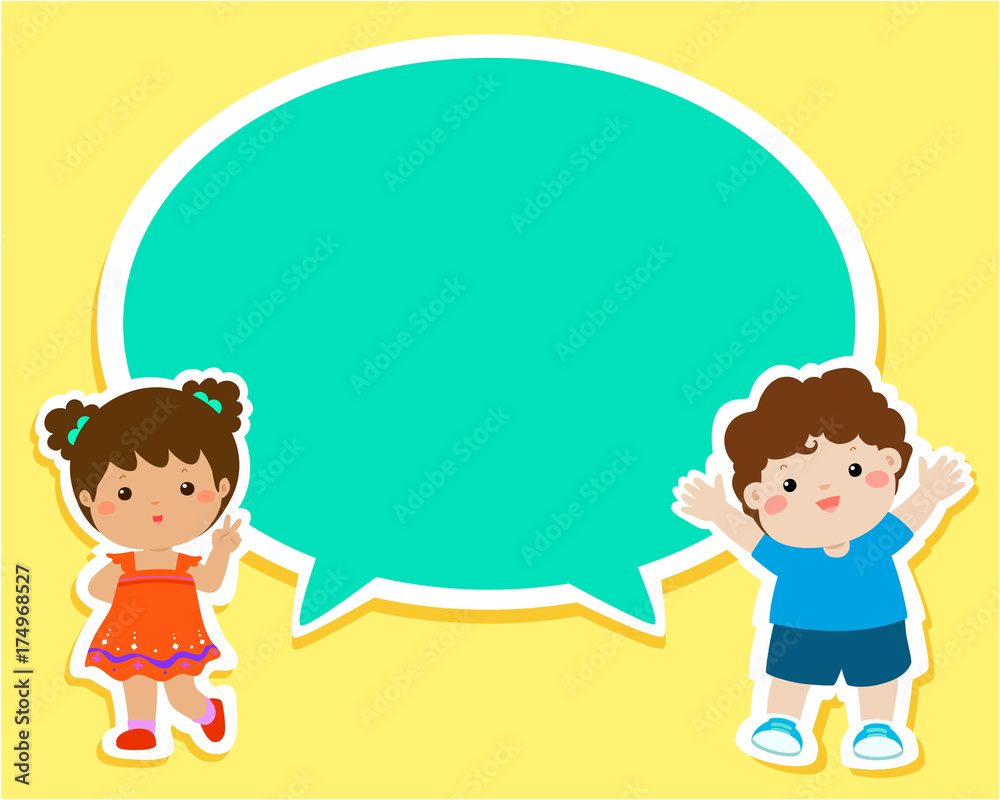 Happy kid with empty speech bubble cartoon vector illustration. Happy kid with empty speech bubble cartoon vector illustration.