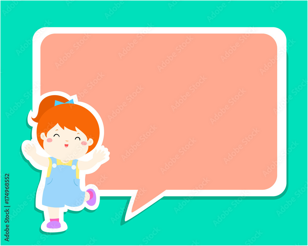 Happy kid with empty speech bubble cartoon vector illustration. Happy kid with empty speech bubble cartoon vector illustration.
