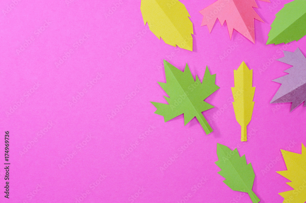 pink template with leaves right side