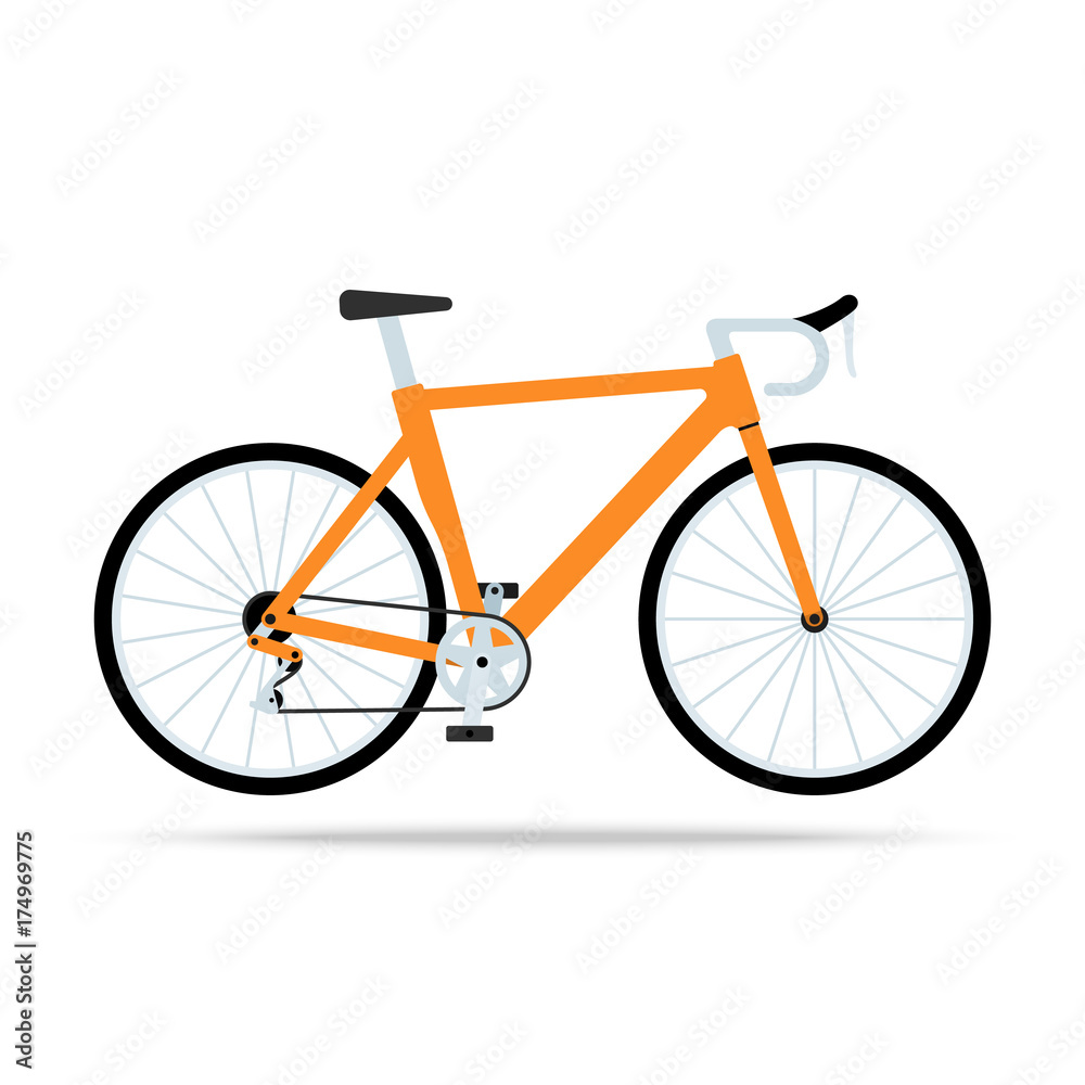 Orange bicycle flat icon. Bike Vector isolated on white background. Flat vector illustration in black. EPS 10