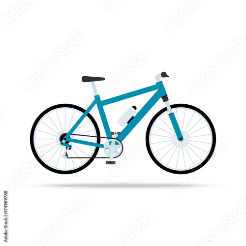 Blue bicycle flat icon. Bike Vector isolated on white background. Flat vector illustration in black. EPS 10