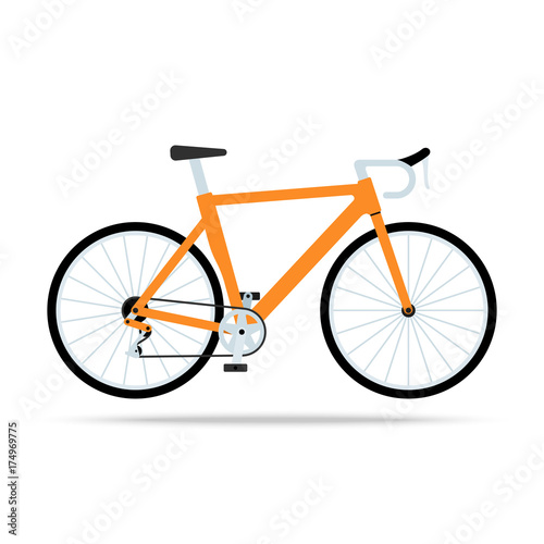 Orange bicycle flat icon. Bike Vector isolated on white background. Flat vector illustration in black. EPS 10