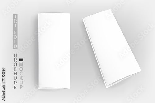 White, realistic tri fold brochure mockup