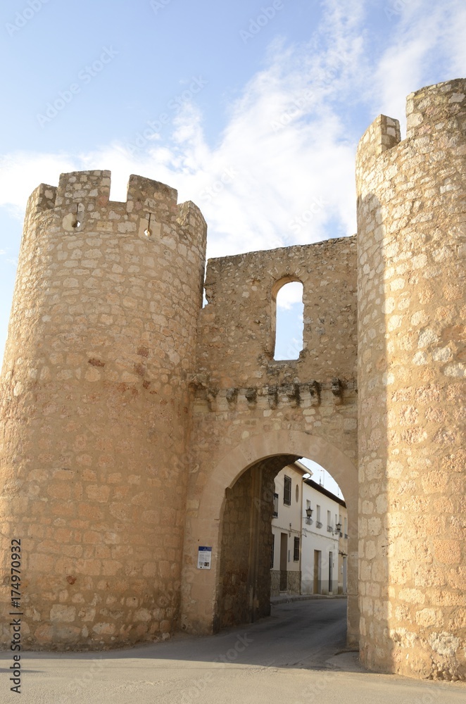 Medieval gate in the village of Belmonte, Spain