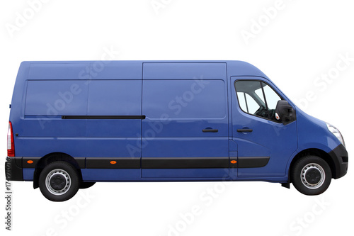 Modern blue van.