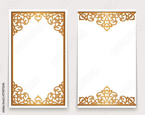 Vintage gold cards with ornate borders