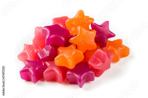 Star shaped jelly candy isolated on a white background photo