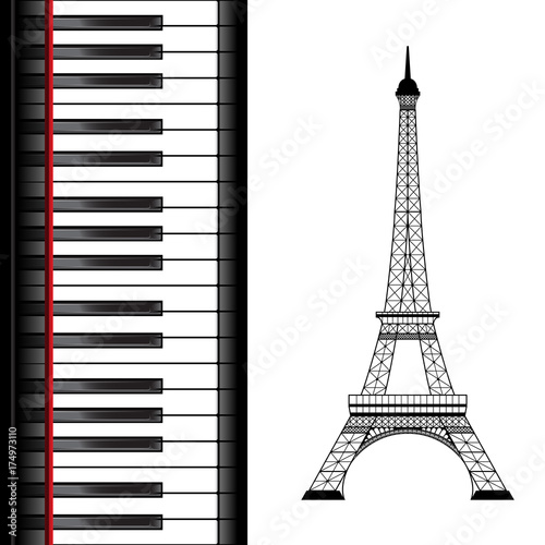 eiffel tower with piano