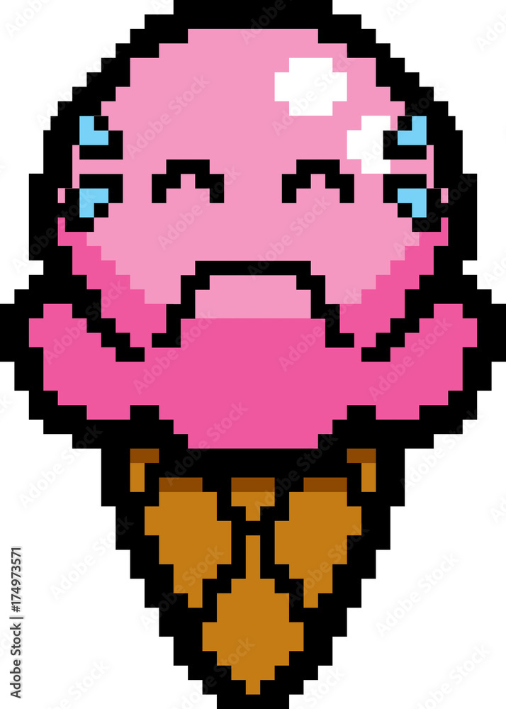 Obraz premium Crying 8-Bit Cartoon Ice Cream