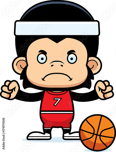 Cartoon Angry Basketball Player Chimpanzee