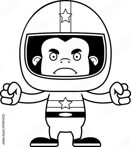 Cartoon Angry Race Car Driver Gorilla