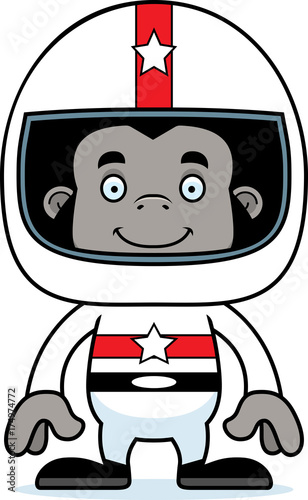 Cartoon Smiling Race Car Driver Gorilla