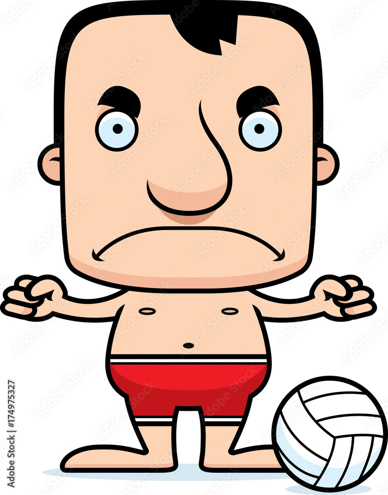 Cartoon Angry Beach Volleyball Player Man Cartoon Angry Beach Volleyball Player Man