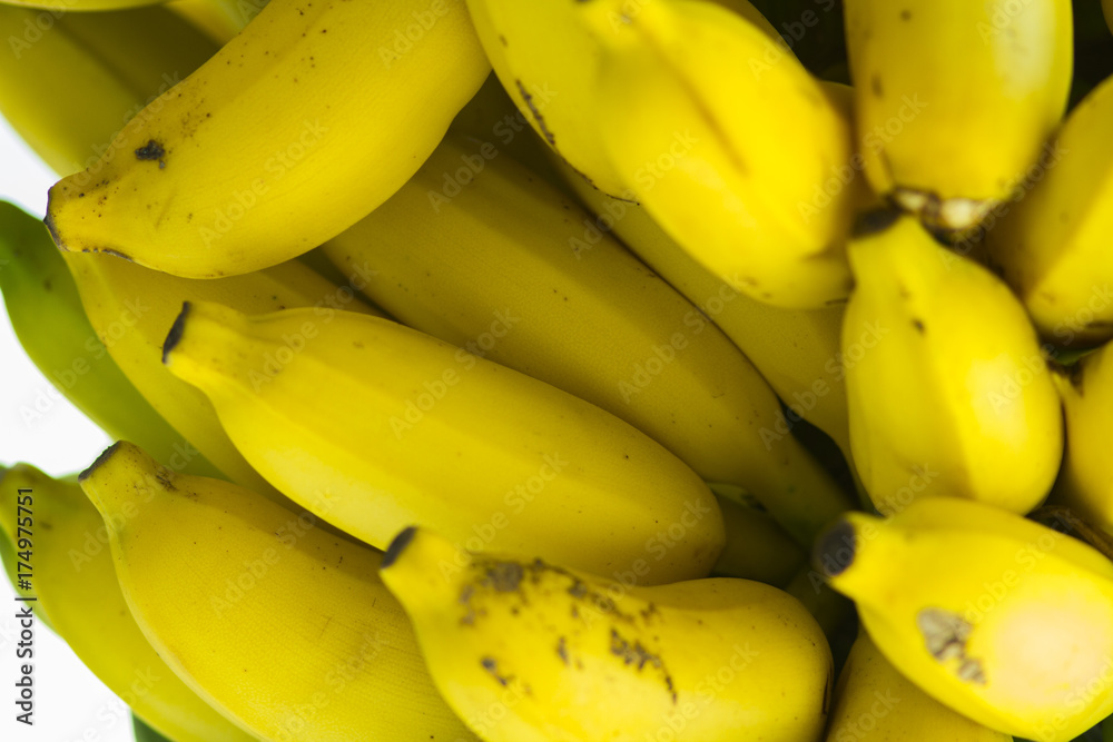fresh green and yellow bananas ready to eat