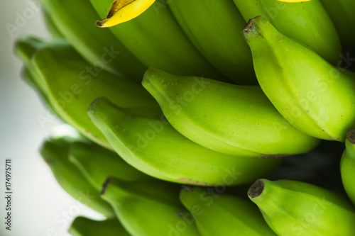 fresh green and yellow bananas ready to eat