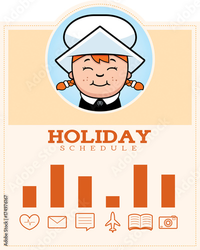 Cartoon Thanksgiving Pilgrim Girl Graphic