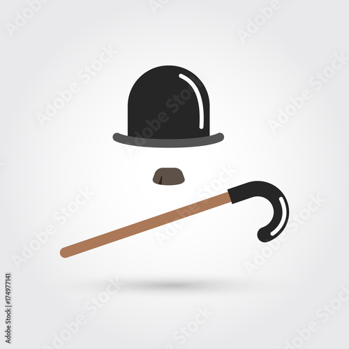 retro hat, cane and moustache
