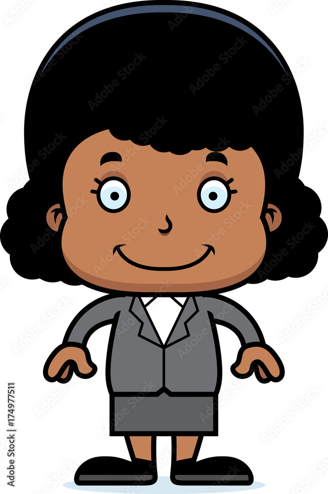 Cartoon Smiling Businessperson Girl