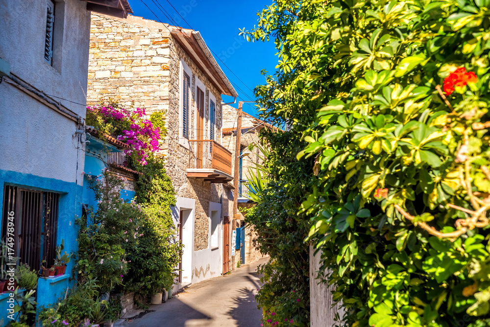Charming street in an old village of Lefkara. Larnaca District, Cyprus