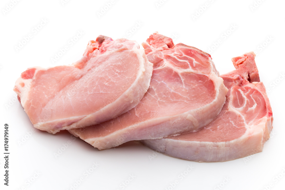 Fresh raw beef steak isolated on white background, top view. Fresh raw beef steak isolated on white background, top view.
