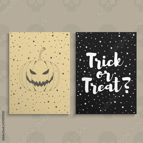 Happy Halloween. Halloween hand drawn invitation or greeting Cards. Vector illustration