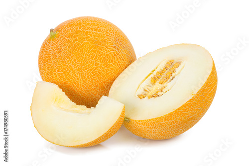 sliced melon isolated on white background