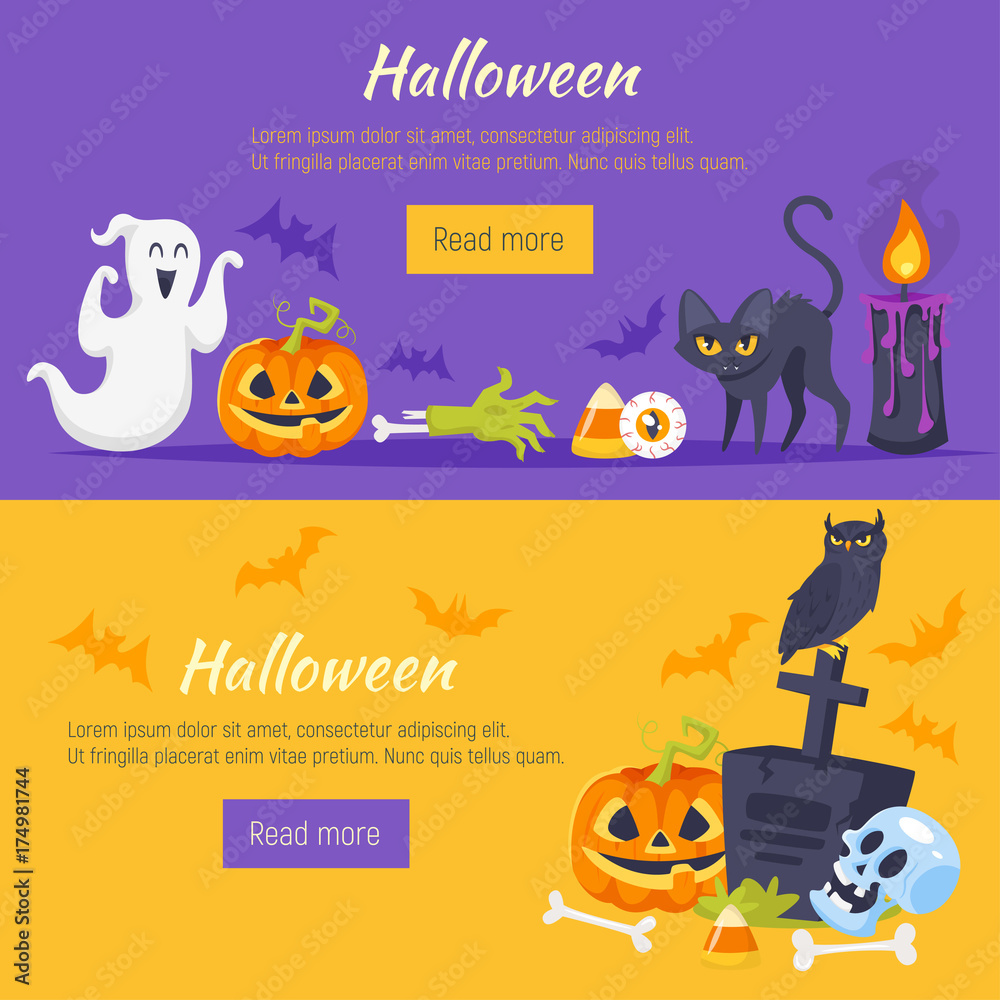 Halloween banner with holiday symbols Halloween banner with holiday symbols