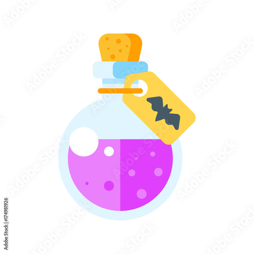 Vector flat illustration of potion of poison isolated on white background.