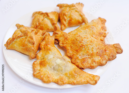 hot samsa on a plate. Caucasian kitchen © Evgeniy Kalinovskiy