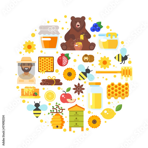 composition of honey icons