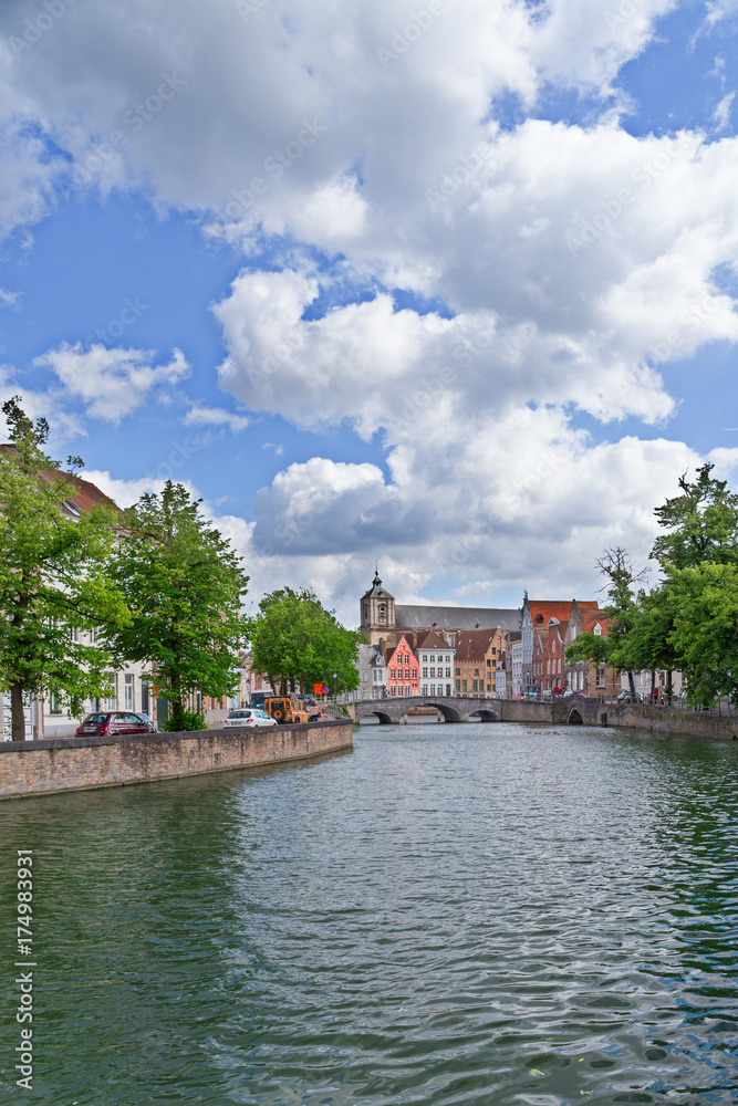 Fototapeta premium The canal embankment in Bruges, Belgium