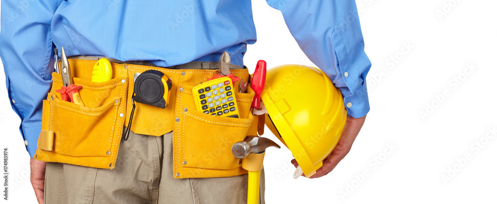 Construction worker with a tool belt.
