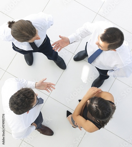 view from the top. the background image of a business team discussing business issues.