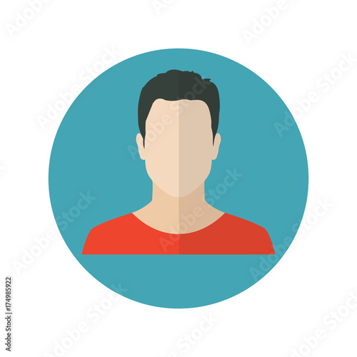 Male face icon in flat design. Man avatar profile. Vector illustration.