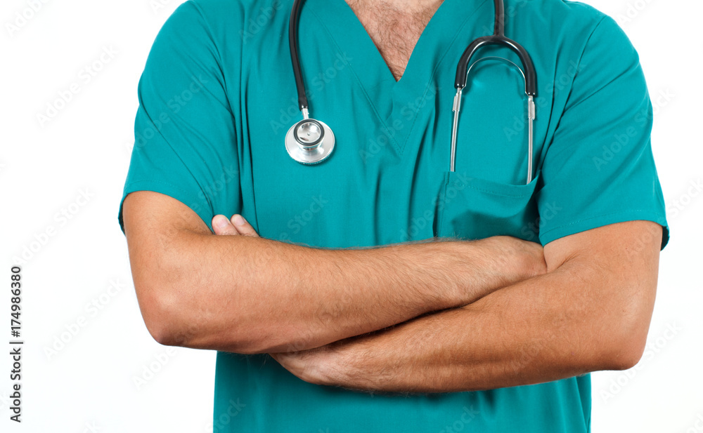 Surgeon. Male doctor with stethoscope in hospital. Surgeon. Male doctor with stethoscope in hospital.