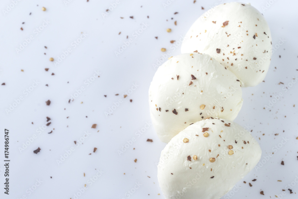 Mozzarella on the white background Mozzarella on the white background