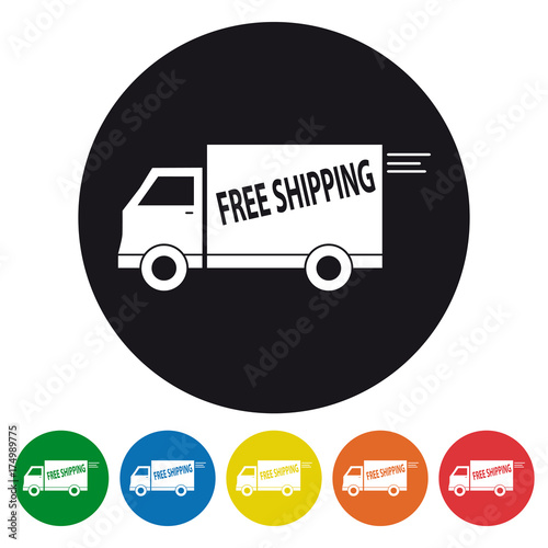 Free shipping truck icons set