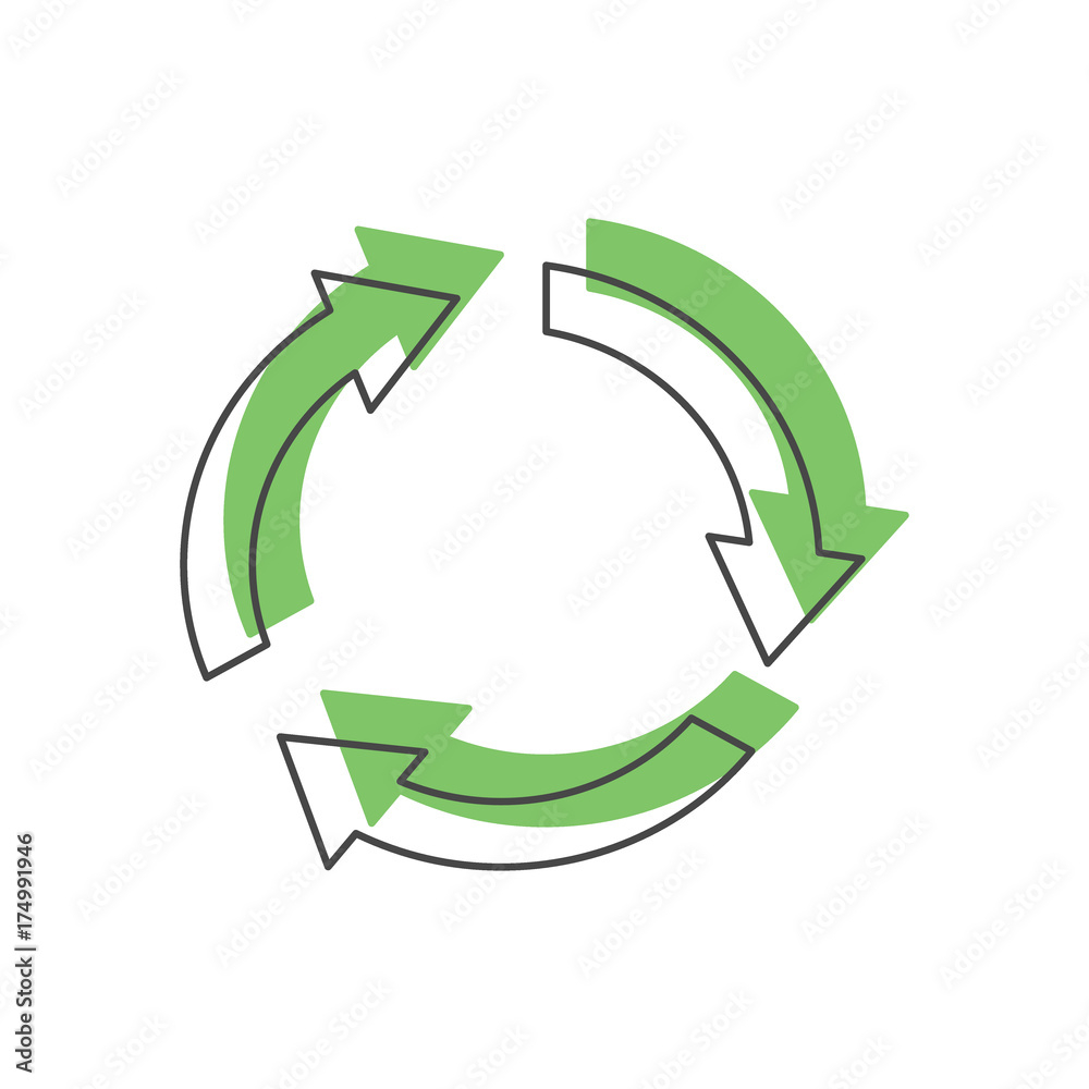 Recycle green icon, doodle style Recycle green icon, doodle style