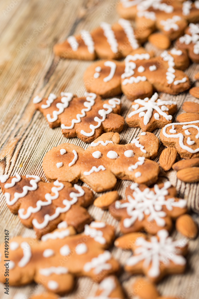 christmas cookies on wooden. christmas cookies on wooden.