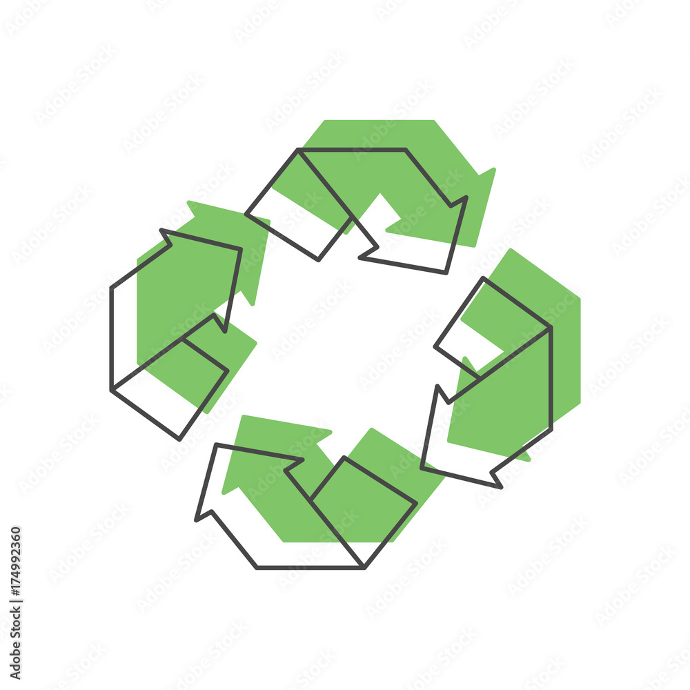 Recycle green icon, doodle style Recycle green icon, doodle style