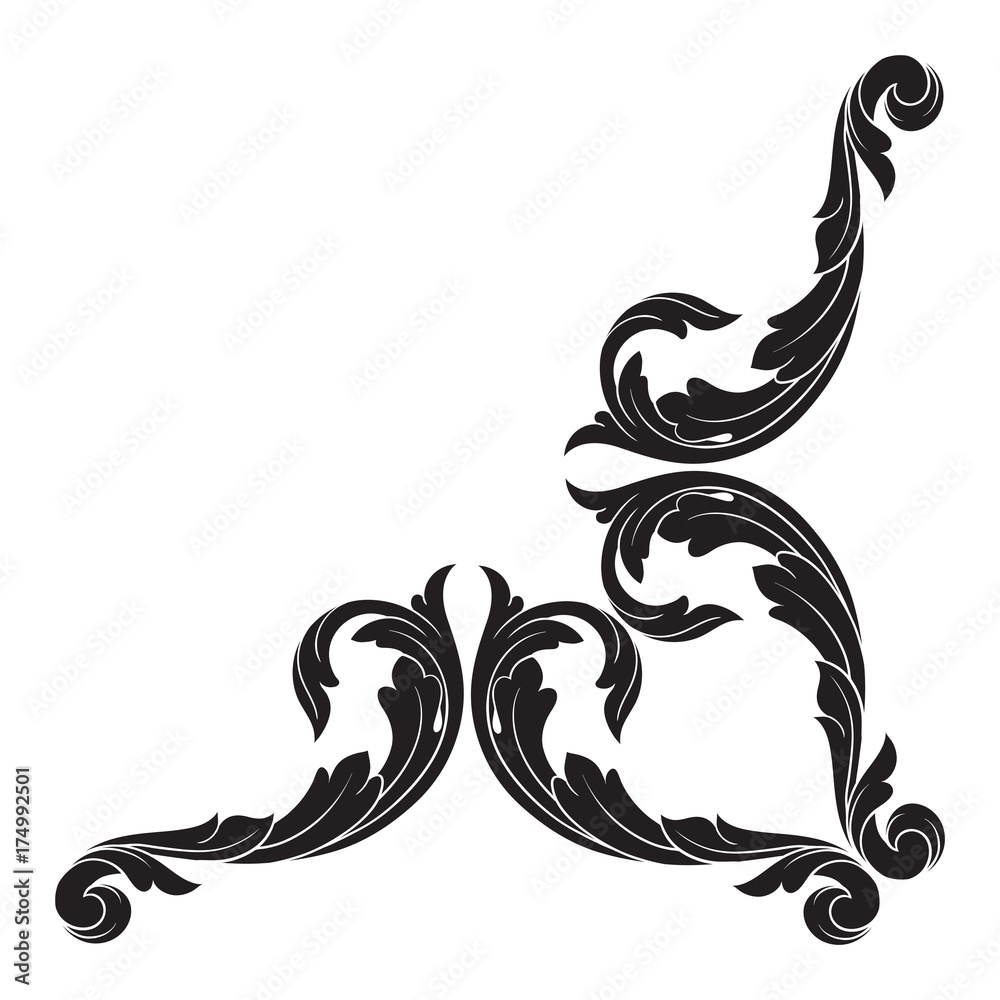Naklejka premium Classical baroque ornament vector 