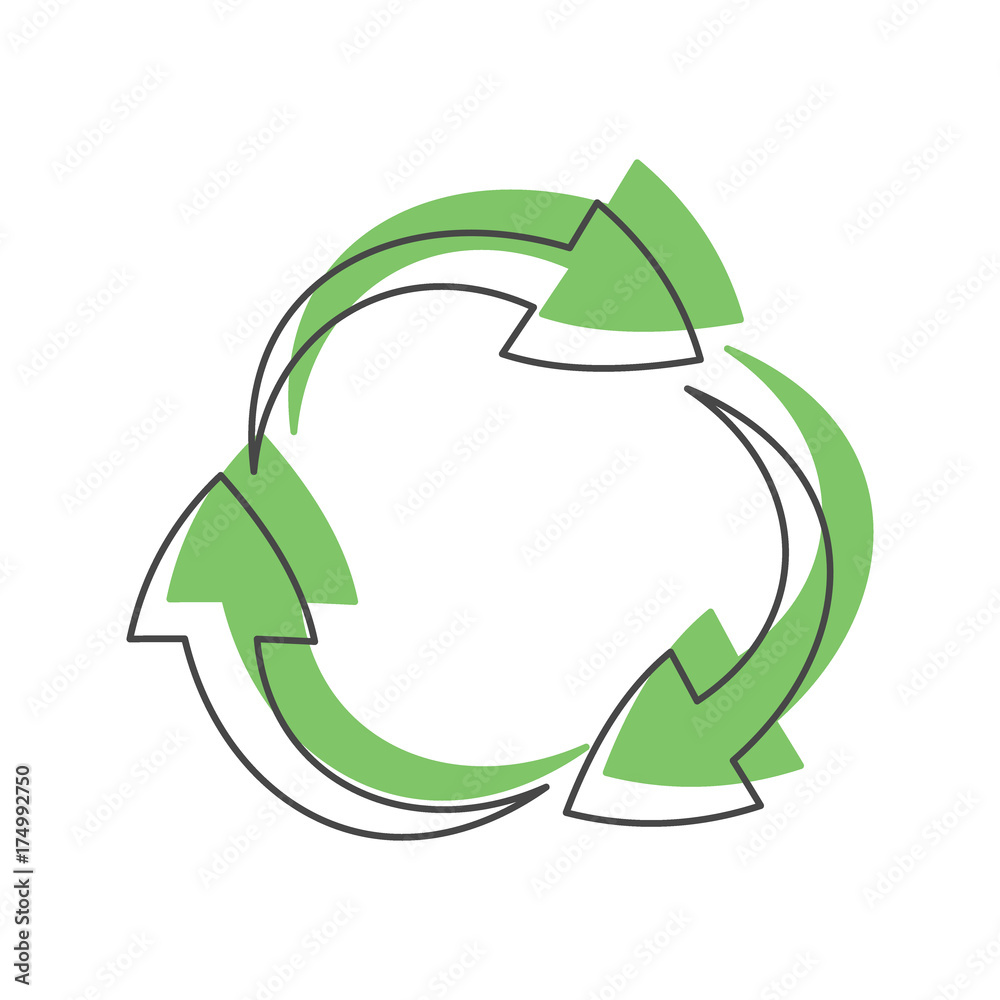 Recycle green icon, doodle style Recycle green icon, doodle style