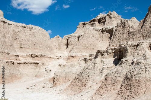 Tan sandstone in the Badlands National Park in South Dakota