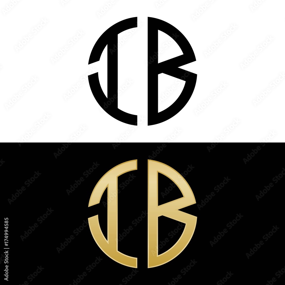 ib initial logo circle shape vector black and gold ib initial logo circle shape vector black and gold