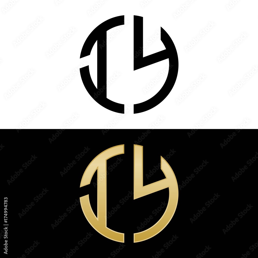 iy initial logo circle shape vector black and gold iy initial logo circle shape vector black and gold