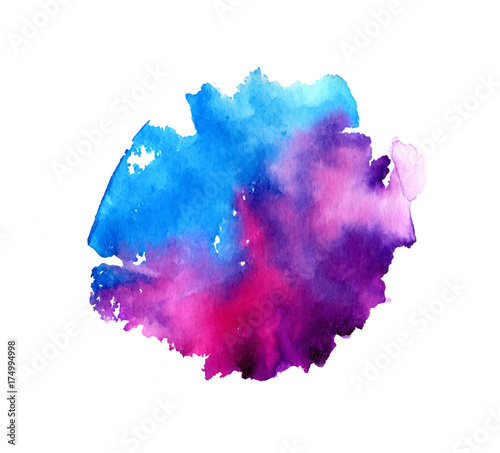 Colorful abstract watercolor texture stain with splashes and spatters. Modern creative watercolor background for trendy design.