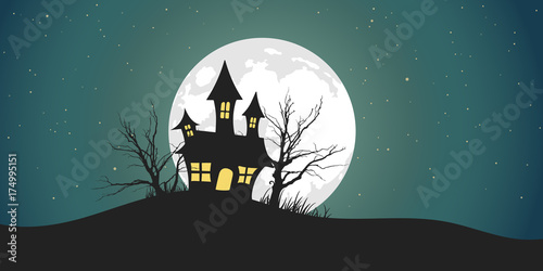 Happy Halloween poster. Flat vector illustration